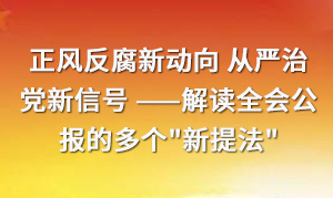 正风反腐新动向 从严治党新信号 ——解读全会公报的多个"新提法"